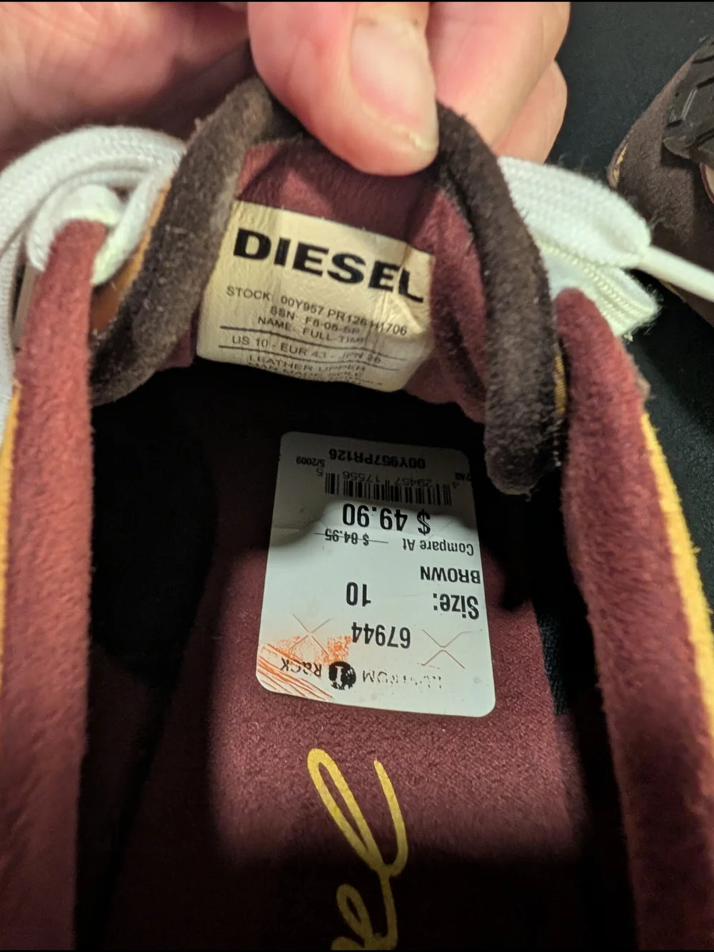 Men's Casual Lace-Up Sneakers in Brown and Mustard Diesel 10 - Picture 5 of 8